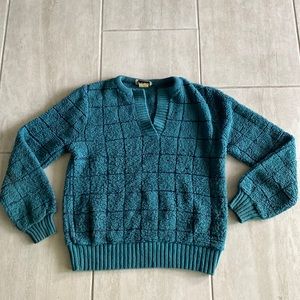 Y2K Vintage Eric Scot fuzzy Sweater Size Small Geometric Graphic Cozy Comfy